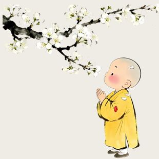 国风治愈系简约小和尚装饰贴纸冰箱门窗装饰贴纸衣柜墙面划痕贴