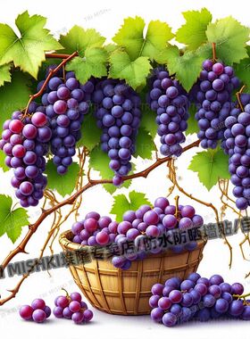 紫色葡萄藤家居装饰贴纸厨房橱柜装饰贴纸墙面冰箱门窗防水贴