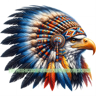 饰贴纸汽车摩托车划痕贴纸电脑行李箱防水贴 老鹰装 个性 印第安风格