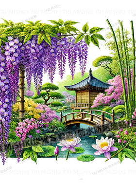 浪漫紫色风情美景装饰贴纸厨房橱柜装饰贴纸墙面冰箱门窗防水贴