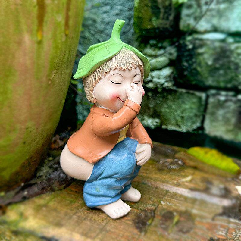 拉臭臭小男孩公仔家居阳台趣味摆件花盆电视柜橱窗茶几有趣装饰品