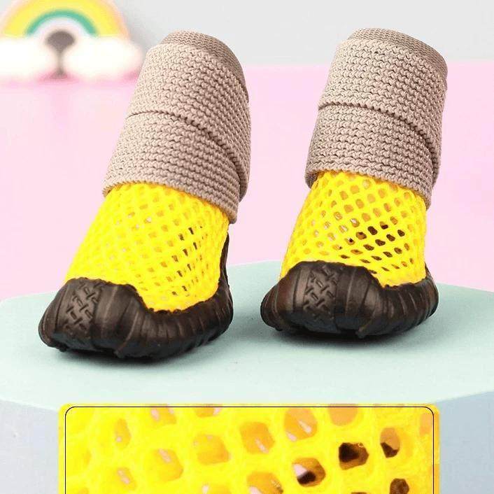 宠物小型犬泰迪比熊狗狗鞋大网眼镂空透气弹力绑带防掉【只装】