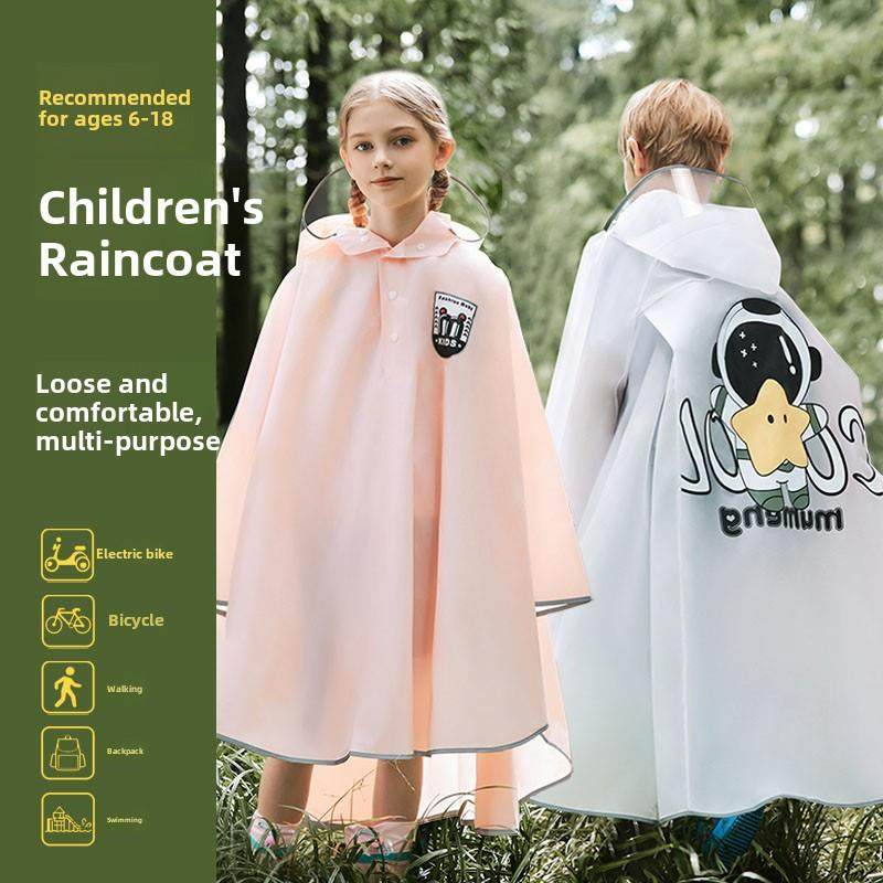 学生自行车雨衣电动车后座儿童雨衣小学生上学女生专用披风雨披
