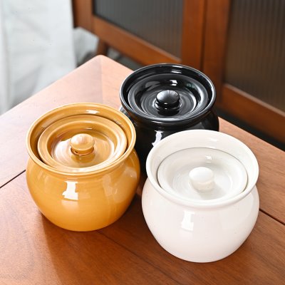 餐饮炖盅碗县沙商一水小吃家用罐瓦罐陶瓷人带盖汤盅隔炖煨酒店汤