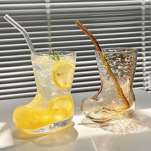 网红德国进口靴子果汁饮料 ins风啤酒杯创意玻璃杯透明冷饮杯个性