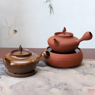 明德园道韵砂铫煮茶壶原矿朱泥烧水壶工夫茶侧把陶壶电陶炉煮茶器
