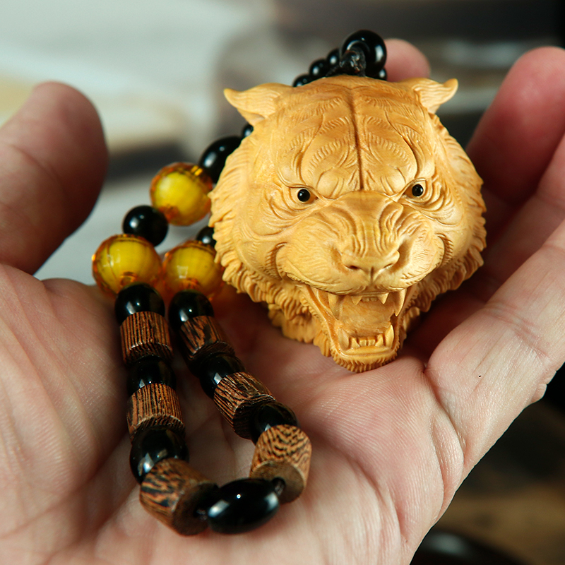 黄杨木雕刻老虎挂件实木生肖动物摆件男士手把件随身把玩虎虎生威