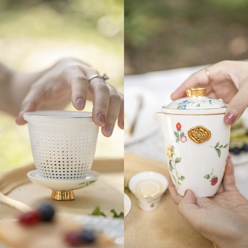 安娜16点骨瓷功夫小套户外旅行茶具陶瓷中式套装便携包定制快客杯