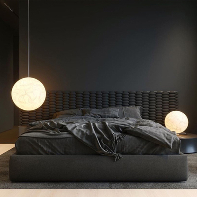 极简无头床布床布艺床黑色日式榻榻米大床没有床头床架无靠背床