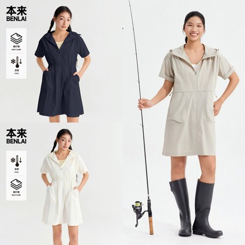 本来国内正品代购BNT760002女士凉感工装短袖连衣裙2026夏新款