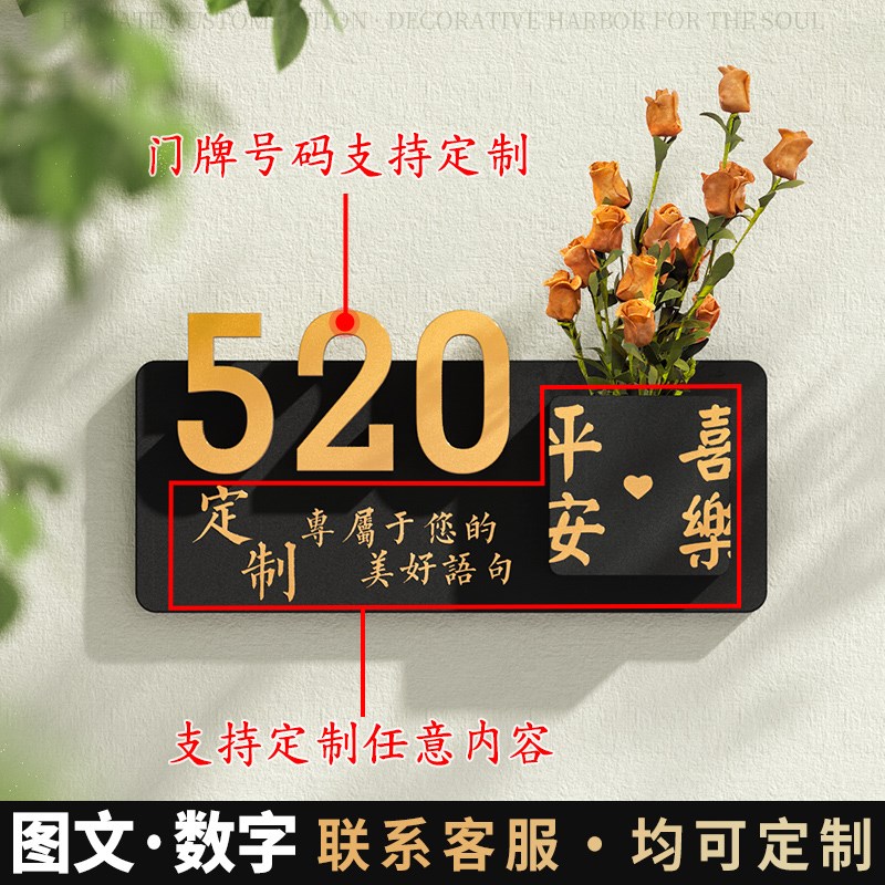 现货速发门牌号家用高级感轻奢创意入户门号码牌小区公寓住宅别墅