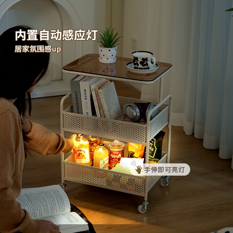 现货速发可移动小推车客厅奶油风沙发边几零食置物架简约小茶几侧