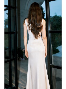 现货速发Good Job【栀子花信】不规则白色吊带连衣裙收腰气质礼服