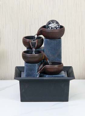 不插电太阳能桌面流水摆件风水球循环客厅办公桌茶几创意装饰乔迁