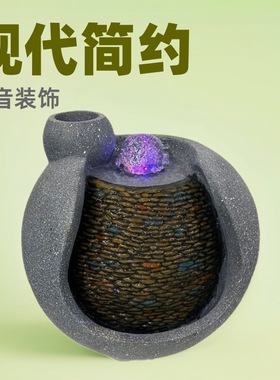 跨境现货现代简约家居办公桌循环水台式假山流水摆件盆景装饰