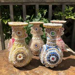 天然贝壳海螺花瓶创意家居工艺品摆件海边度假礼品地中海风格 饰 装