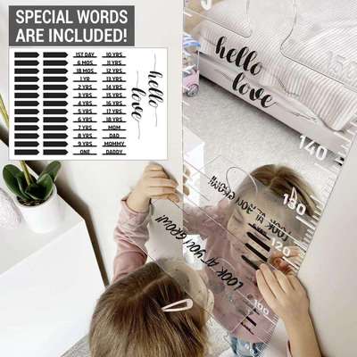 跨境 Puzzle Mirror Growth Chart 墙面镜面生长图贴纸儿童身高尺