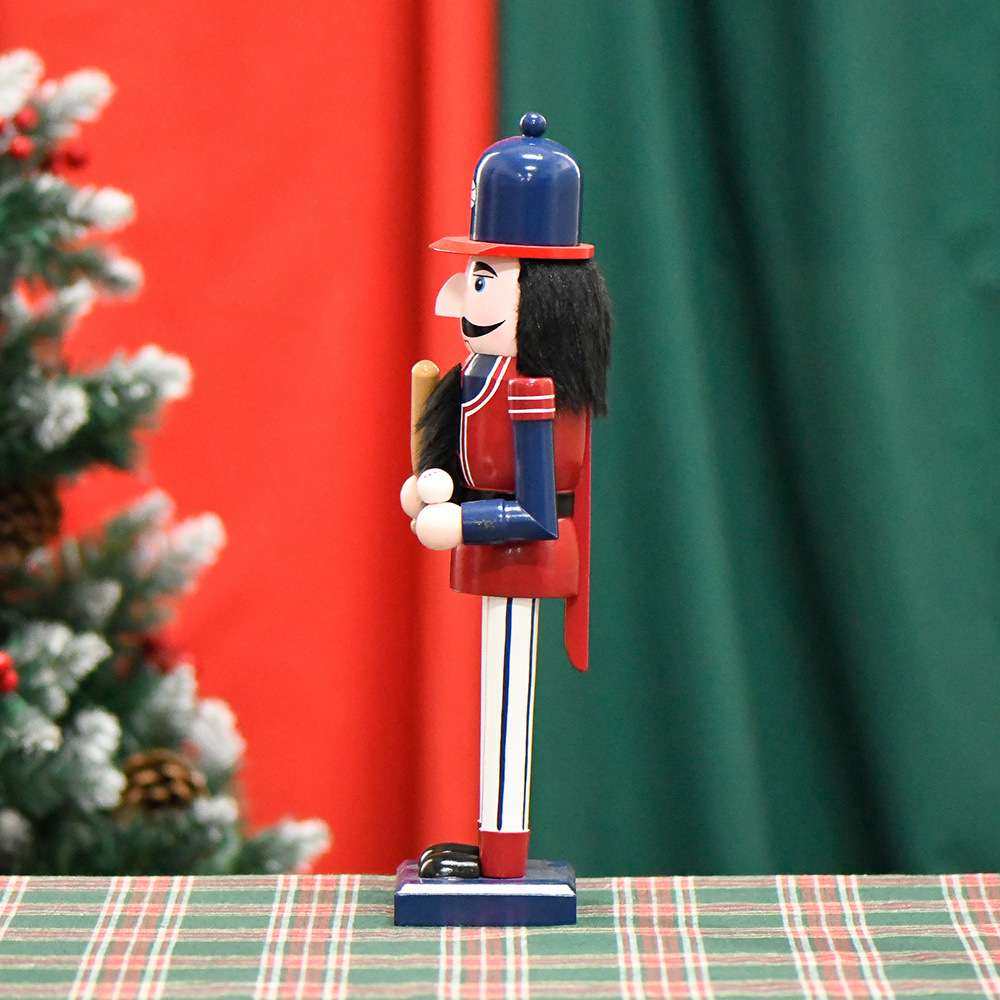 24新款36CM棒球手胡桃夹子职业胡桃兵实木装饰摆件工艺品圣诞摆件