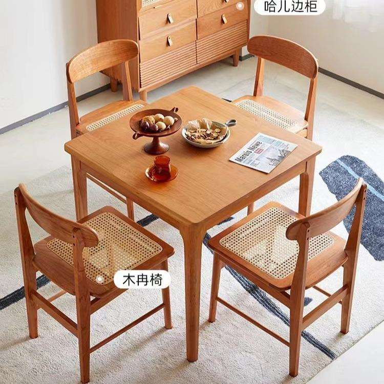 日式实木方桌小户型饭桌橡木正方形桌子原木八仙桌家用樱桃木餐桌