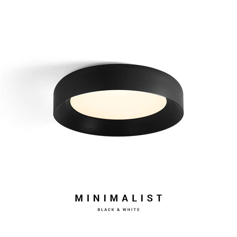 led全光谱意式极简护眼吸顶灯卧室房间现代简约白色黑色创意圆形