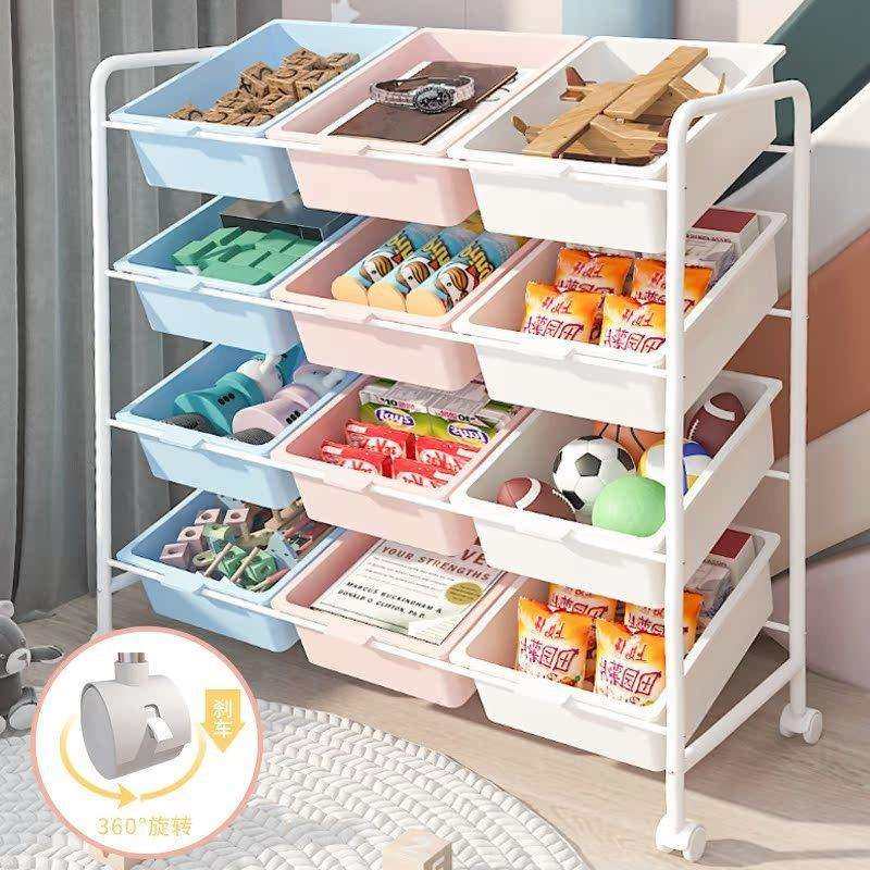 儿童玩具收纳架落地多层家用宝宝置物可移动简易分类整理箱幼儿园
