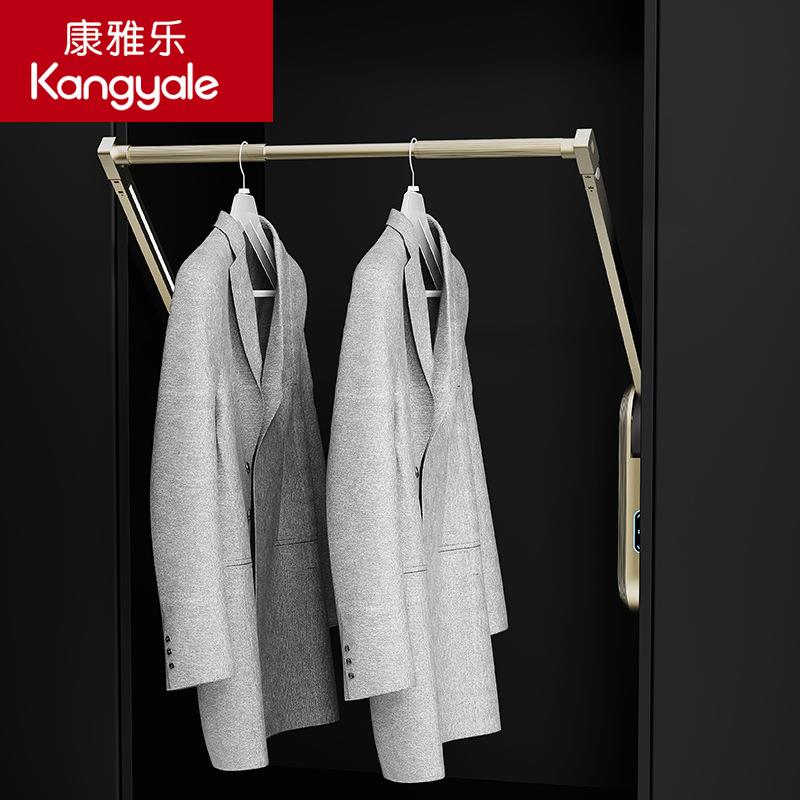 衣柜电动升降挂衣杆衣帽间自动上升回位挂衣器防撞感应伸缩衣架