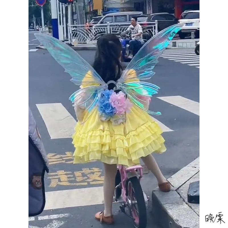 蝴蝶翅膀背饰演出背的会动的蝴蝶翅膀背饰儿童音发光表演