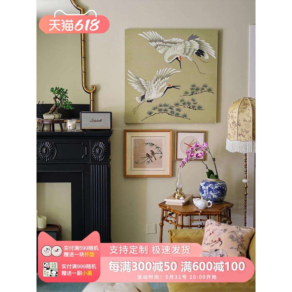 法式中国风挂画中古风高级感客厅装饰画宋代美学花鸟图南洋复古风