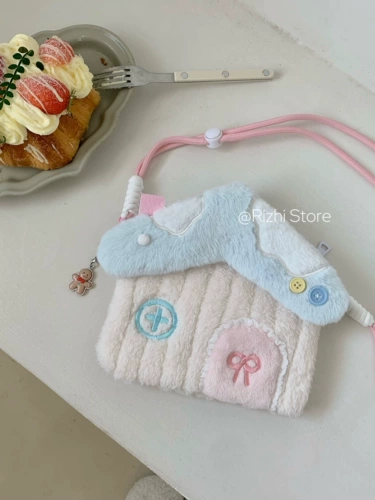 Домик, ремешок для сумки, зимняя плюшевая сумка через плечо, маленький детский кошелек, сумка-органайзер