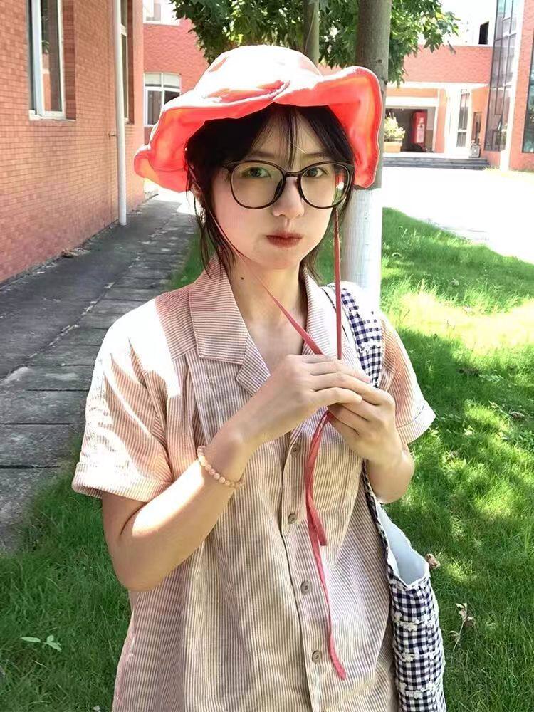 美式温柔气质漂亮条纹短袖衬衫图片