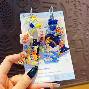 创意DIY星星人串珠包包钥匙链挂饰配件miu系小滴溜钥匙扣包包挂件
