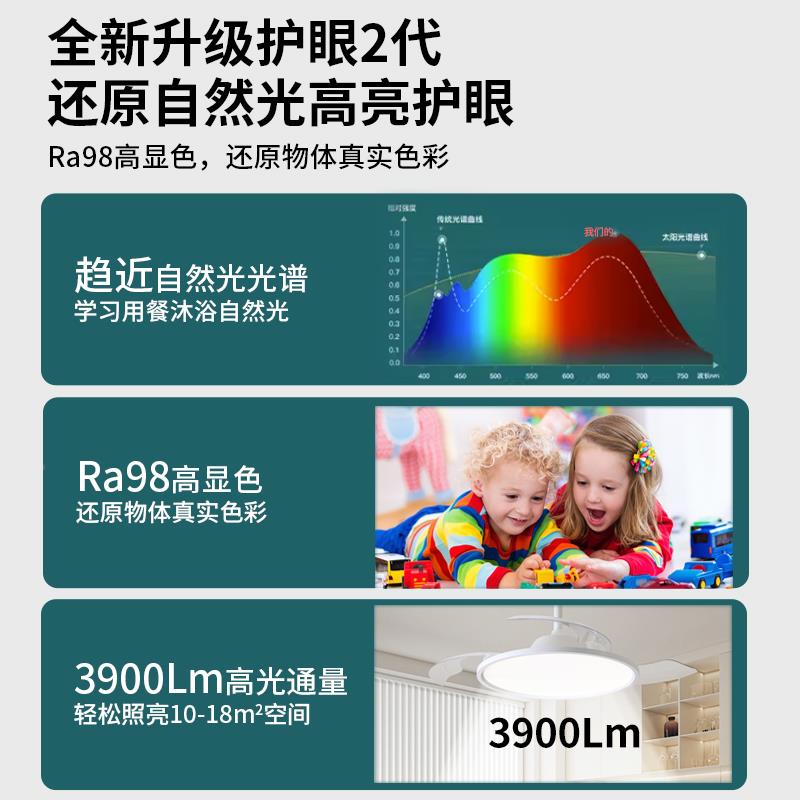 饭厅吊扇灯AOSIBANG吊房全光谱护隐眼智能灯现代简约形卧室间一体