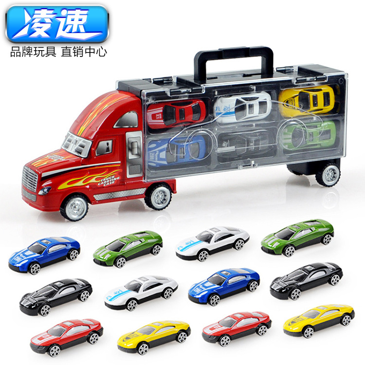 儿童玩具大号模型手提货柜收纳仿真12合金小汽车耐摔一件包邮