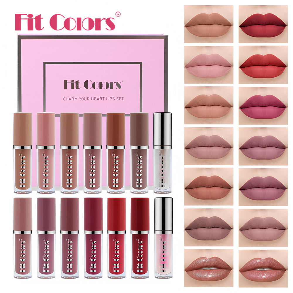 Fit Colors14色唇彩礼盒套装哑光珠光不易粘杯唇彩唇油液体口红