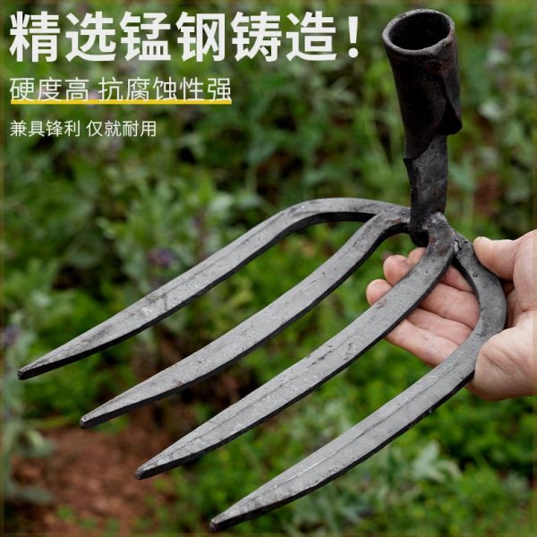钉翻土耙锄园艺草耙种田农用手工锻打耙四齿农具搂铁垦开水泥耙子