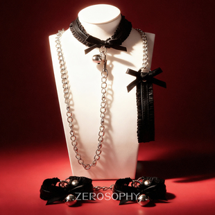 似欲Zerosophy「心锁」蕾丝蝴蝶结铃铛sm套装项圈手链情侣礼物cos