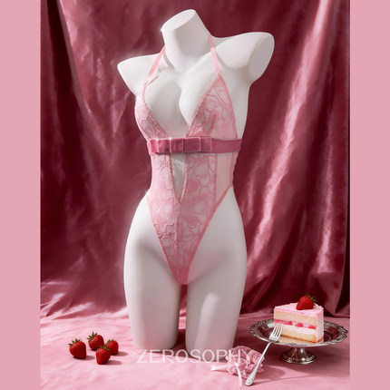 Zerosophy 「热恋」爱心蕾丝挂脖连体衣镂空性感情调qq内衣礼物女