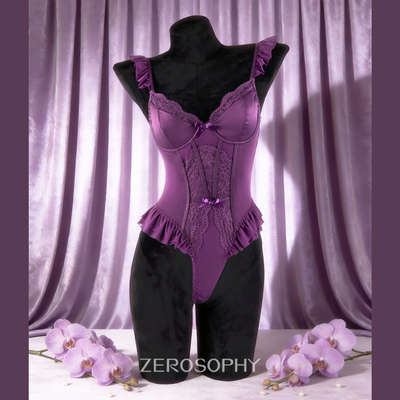 似欲Zerosophy紫蕾丝钢圈连体衣