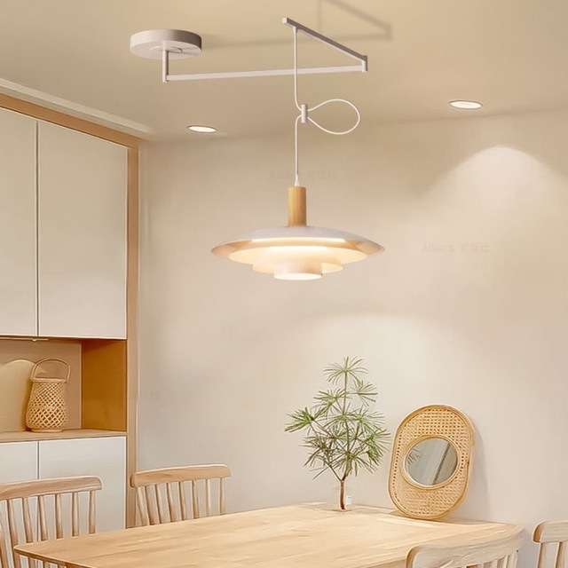 可移位飞碟餐厅吊灯 ph5多层丹麦圆桌岛台摇臂伸缩单头饭厅吊灯具