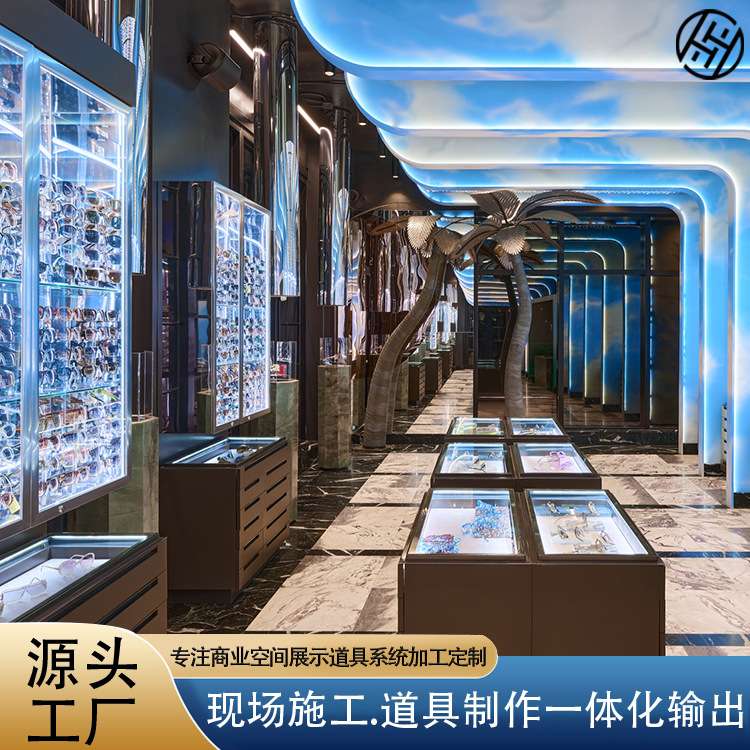 复古时尚眼镜展示柜太阳镜展示架墙面金属玻璃多层抽屉眼镜中岛柜