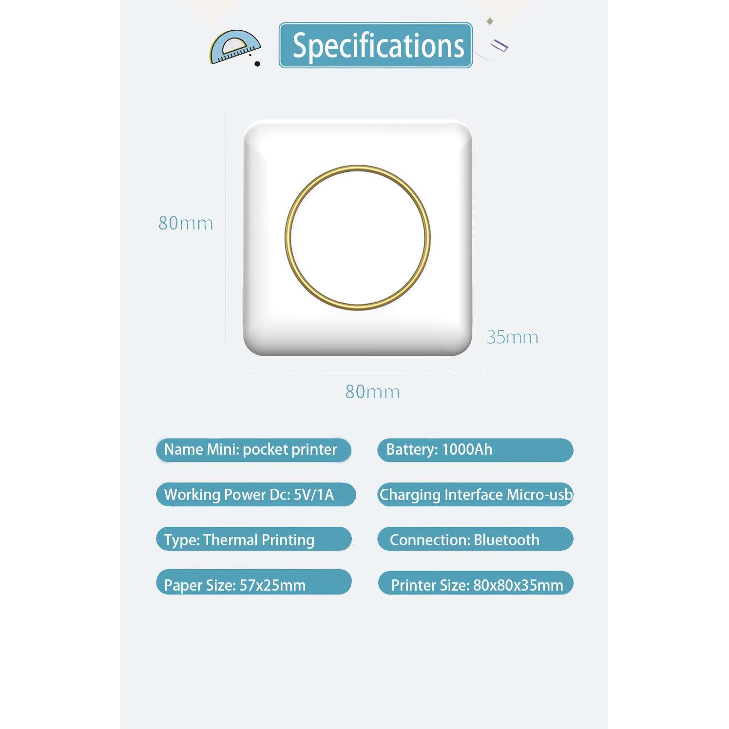 新款C20迷你学生错题打印机多用途热敏不干胶标签手持家用照片