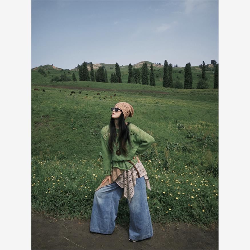 川西内蒙古新疆草原云南旅游早秋穿搭韩系氛围感波西米亚裙子套装