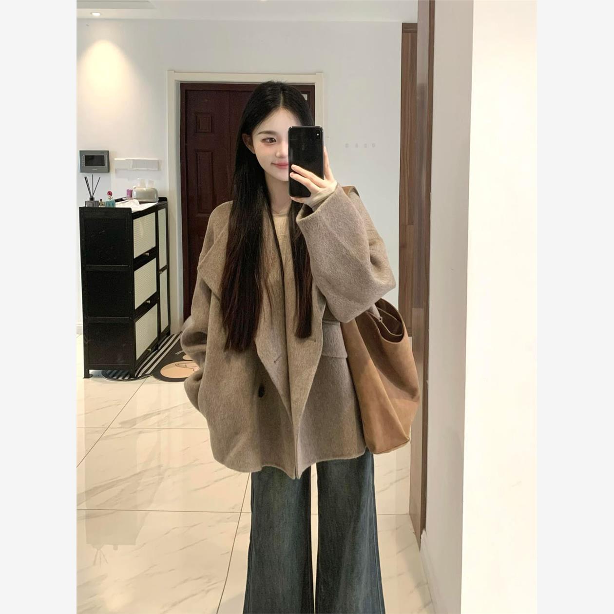 正流行呢子大衣女2025秋新款毛呢外套小个子赫本风高级感气质韩系