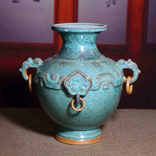 饰品陶瓷器古典摆件青铜色炉钧华泰鼎 禹州钧瓷花瓶复古中式 家居装