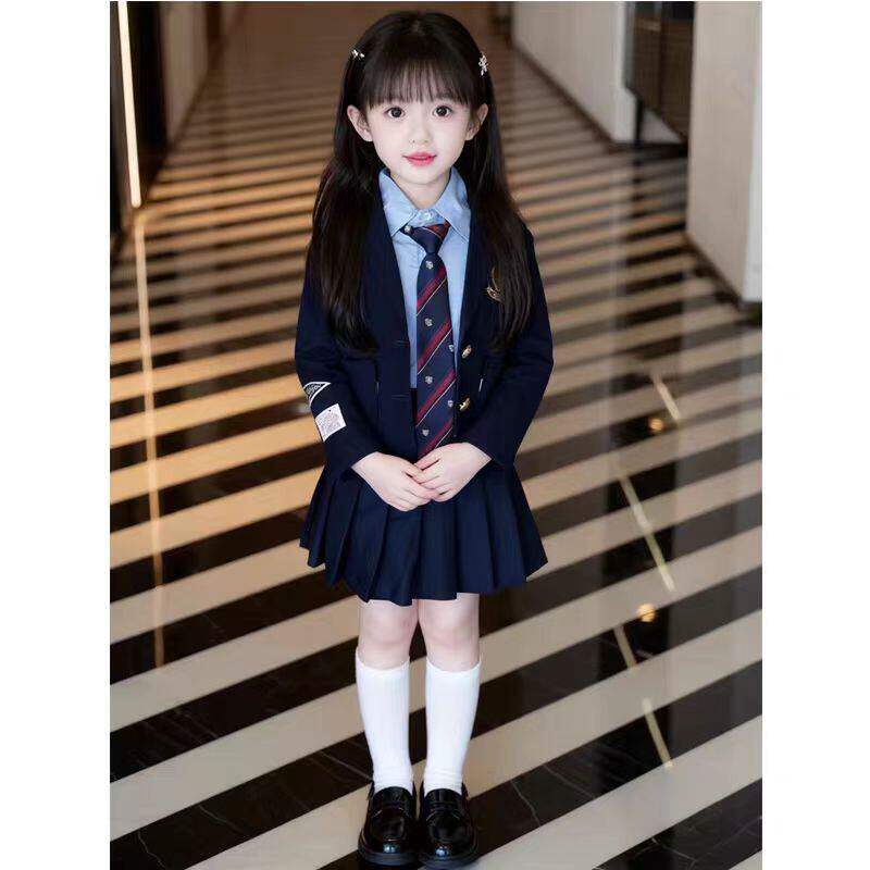 女童园服校服学院风演出服春秋儿童西装外套jk衬衫裙子三件套班服