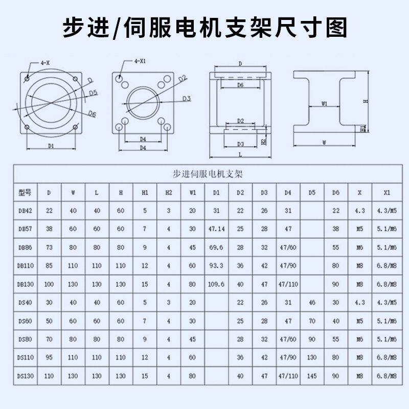 57/60/80/86/110/130/步进伺服电机支架/卧式滚珠丝杆安装电机座