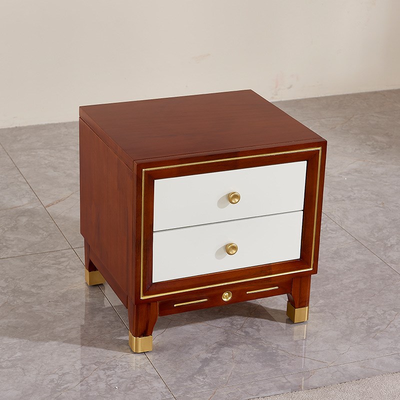 实木双抽床头柜简约现代收纳小柜子香樟木宿舍卧室整装储物柜包邮