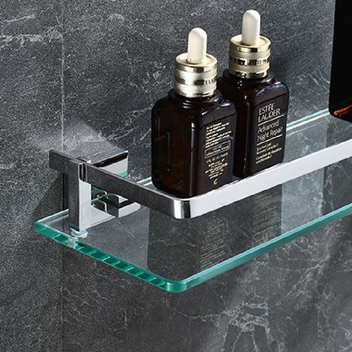 304不锈钢钢化玻璃置物架 酒店浴室卫生间置物架卫浴化妆台挂件