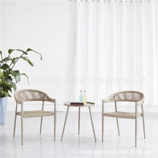 户外防晒亚克力编绳桌椅组合北欧风拉绳桌椅休闲餐厅家具餐桌餐椅