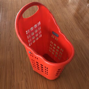 供应超市三轮购物篮大商场拉杆篮 塑料加厚拉杆购物篮 塑料手拉篮